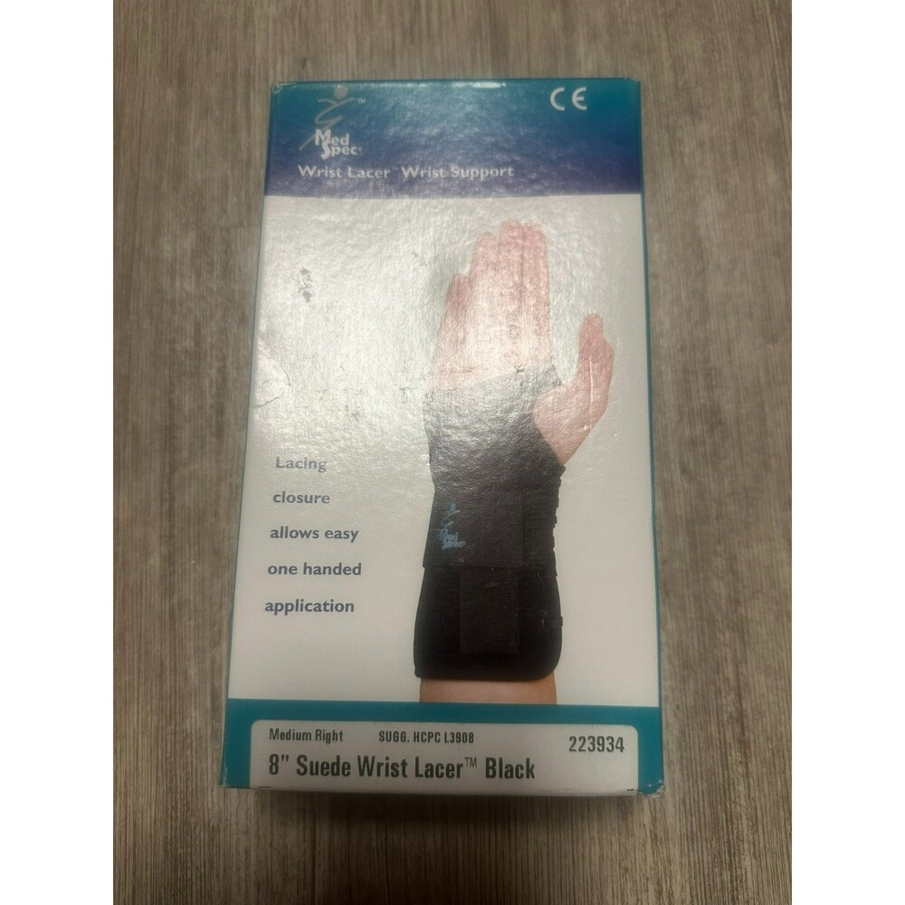 Med Spec 8" Suede Wrist Lacer Black Medium Right